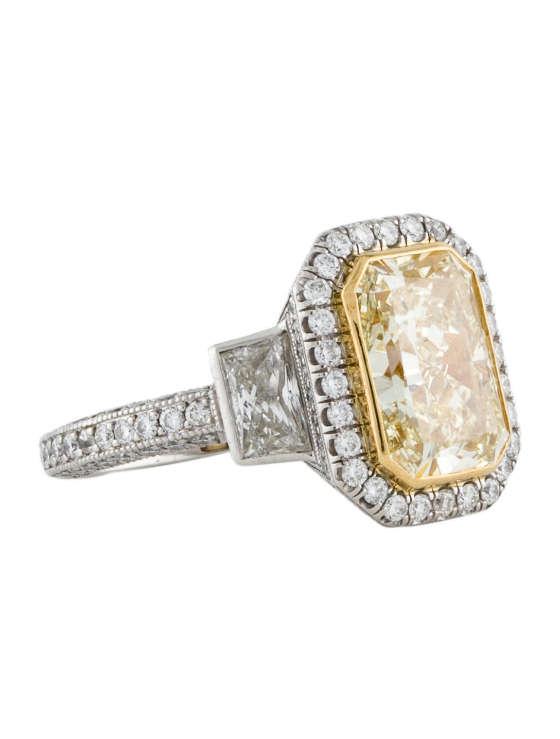 Engagement Ring Platinum Diamond Engagement Ring 18K Yellow Gold