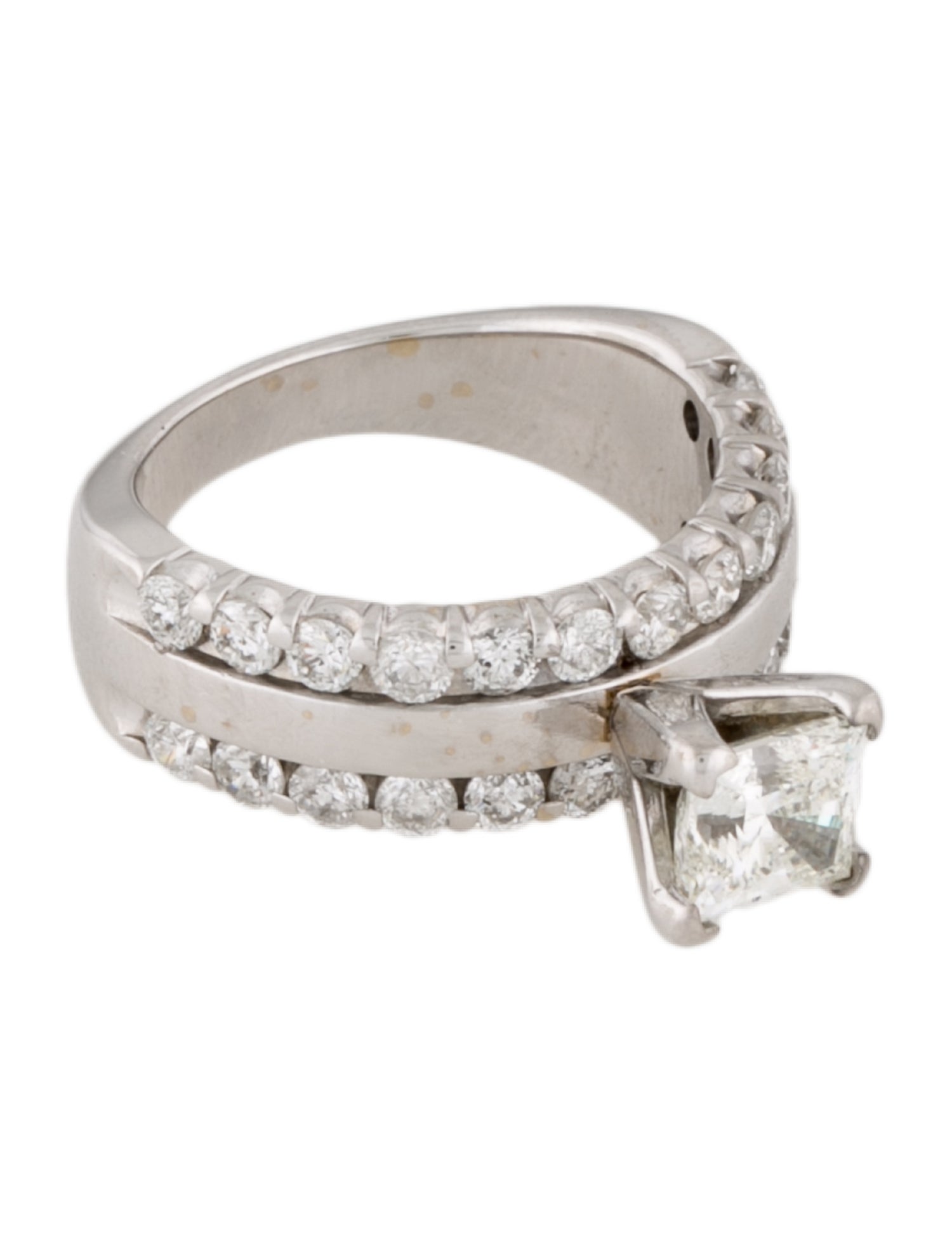 Engagement Ring Diamond Engagement Ring RhodiumPlated 14K White Gold