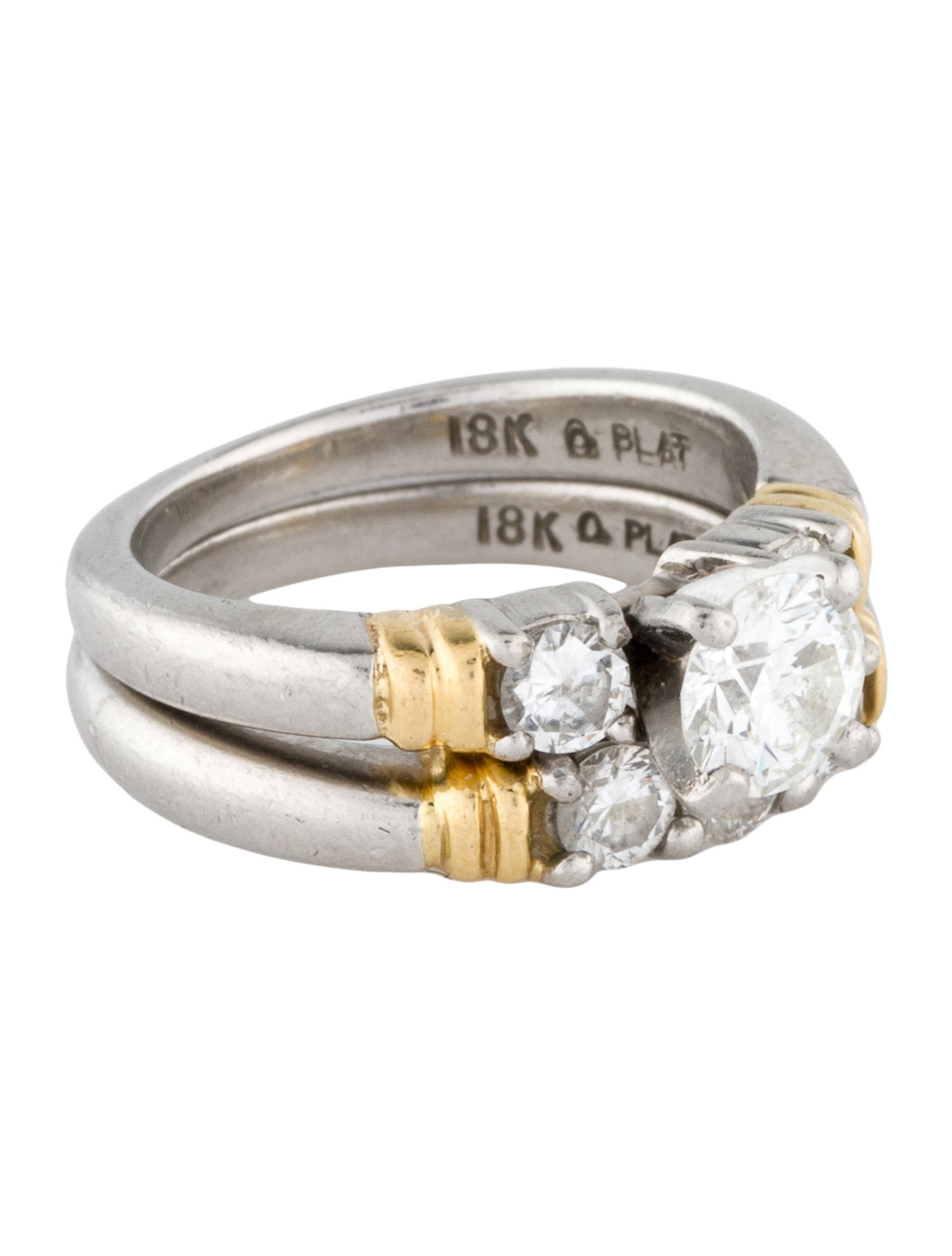 Engagement Ring Two-Tone 0.63ct Hearts on Fire Diamond w/ Unbranded Wedding Set