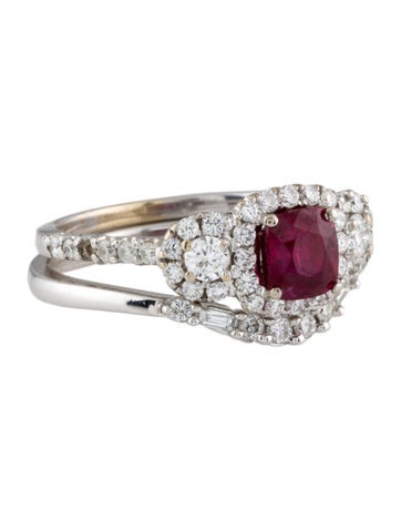 Engagement Ring Sets 18K 1.10ct Ruby & Diamond Wedding Set 6