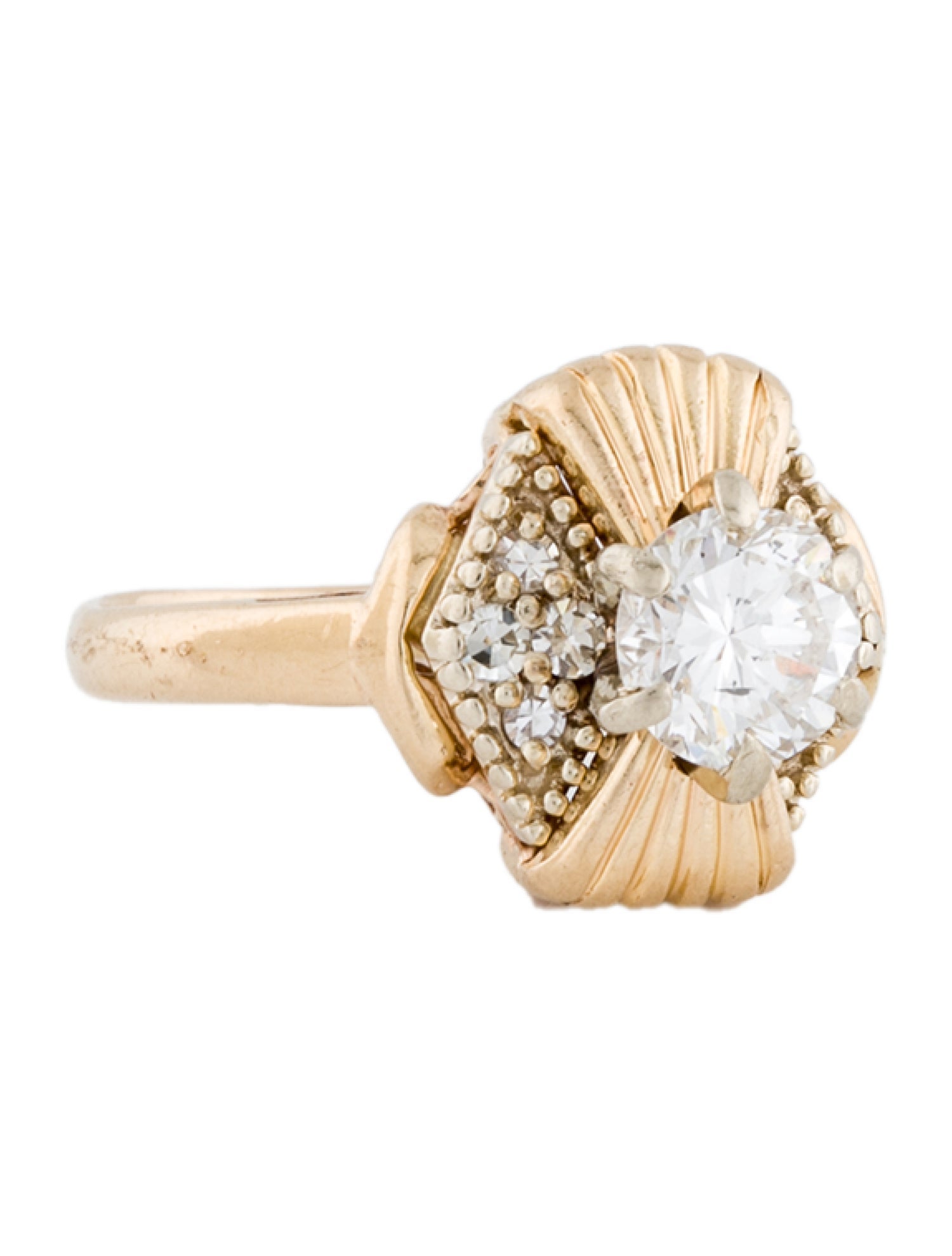 Engagement Ring 14K 1.06ctw Diamond Pavé Geometric