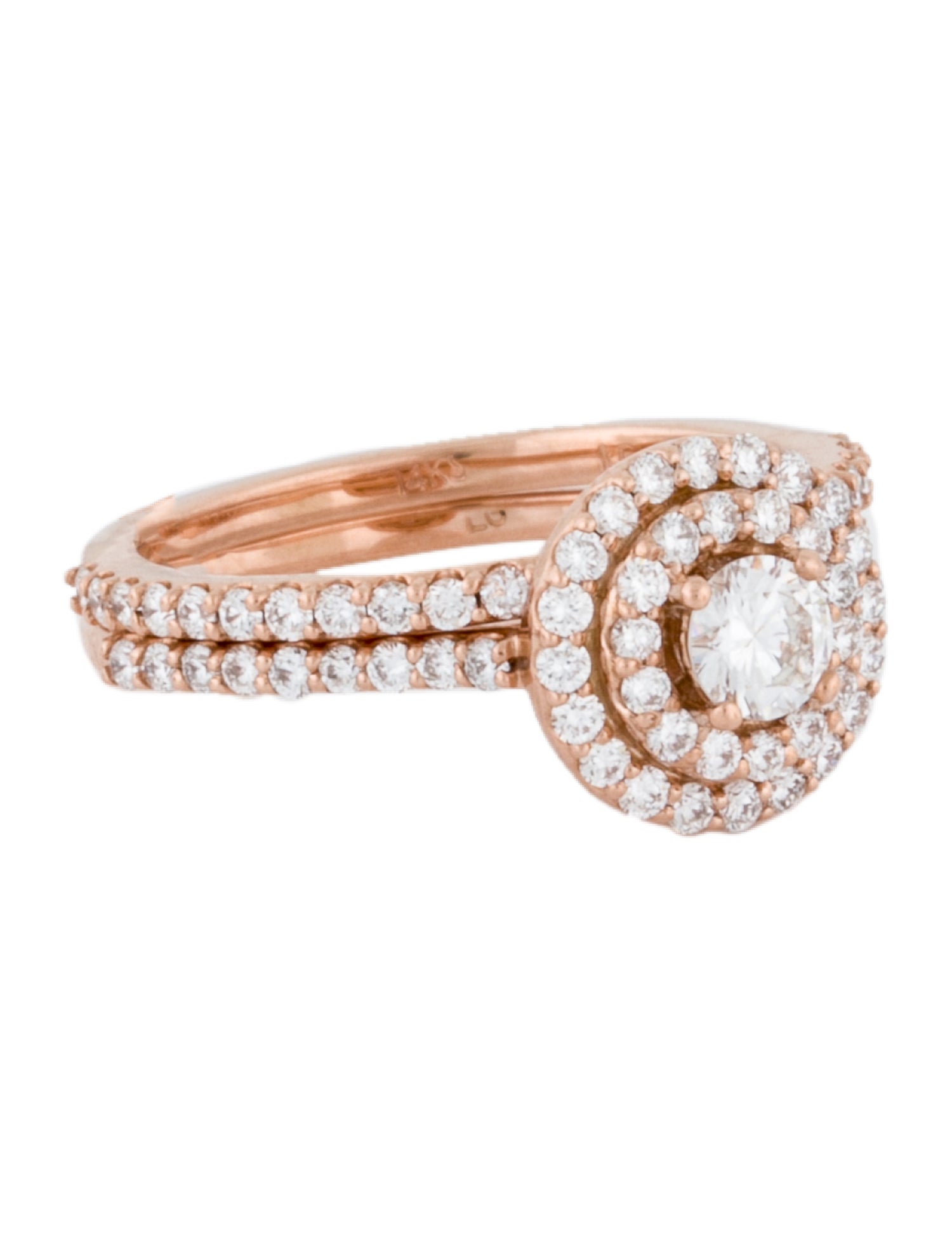 Engagement Ring 14K Lab-Grown 1.05ctw Diamond Double Halo Wedding Set