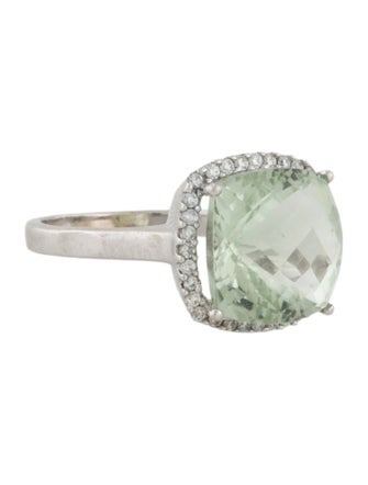 Engagement Ring Prasiolite & Diamond Engagement Ring