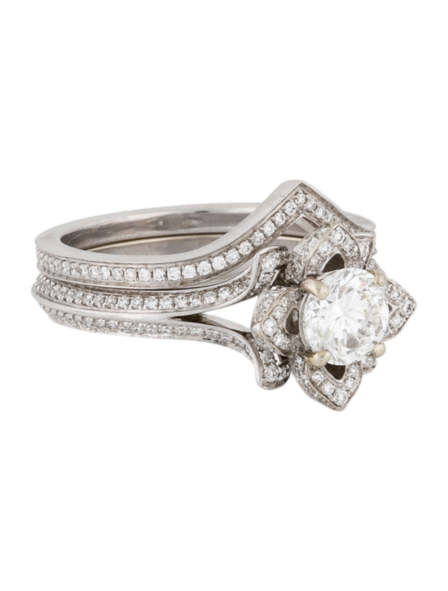 Engagement Ring Diamond Flower Set