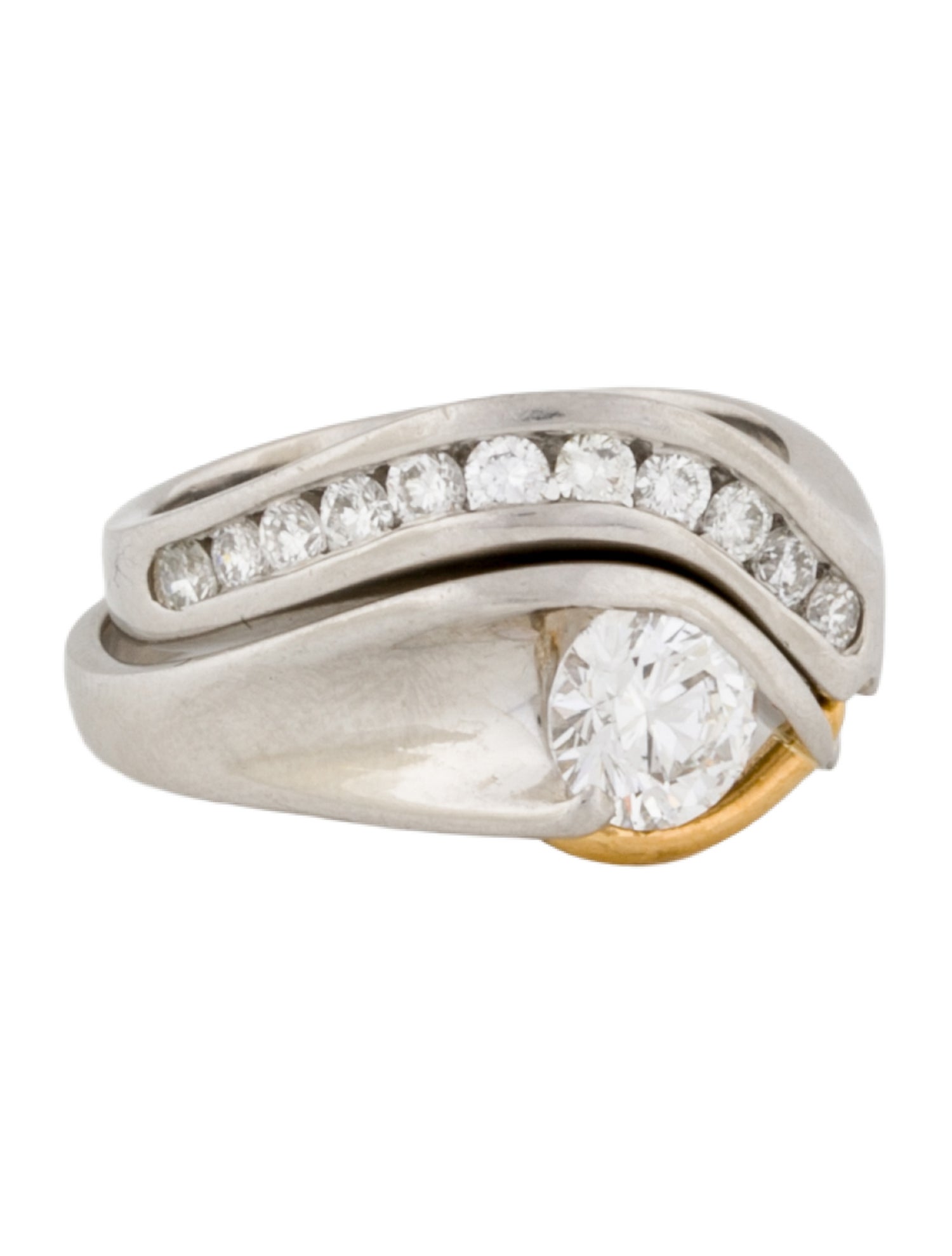 Engagement Ring Platinum Diamond & Platinum Diamond Wedding Band Ring Set