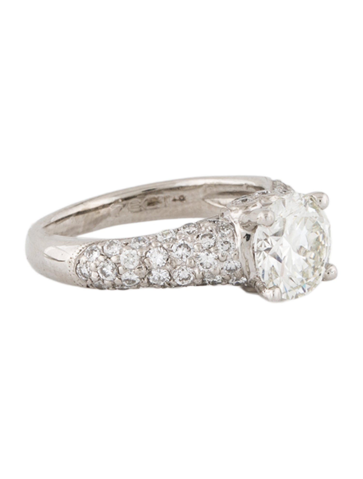 Engagement Ring Platinum 1.31ct Lab-Grown Diamond Pavé Solitaire