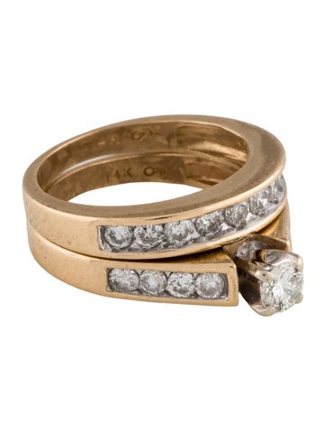 Engagement Ring Wedding Set 14K Diamond 5.25