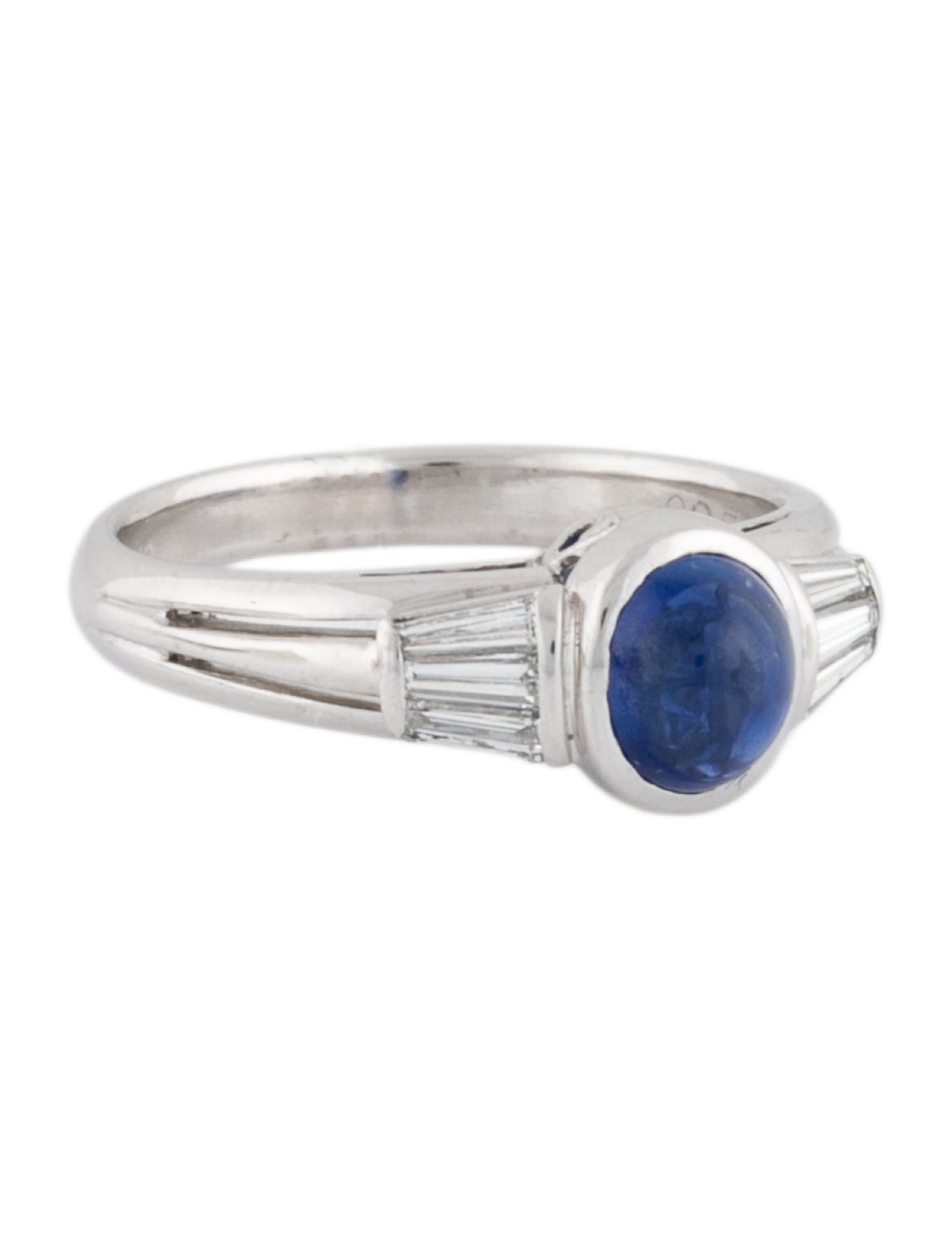 Engagement Ring Platinum 1.29ct Cabochon Sapphire & Diamond Ring