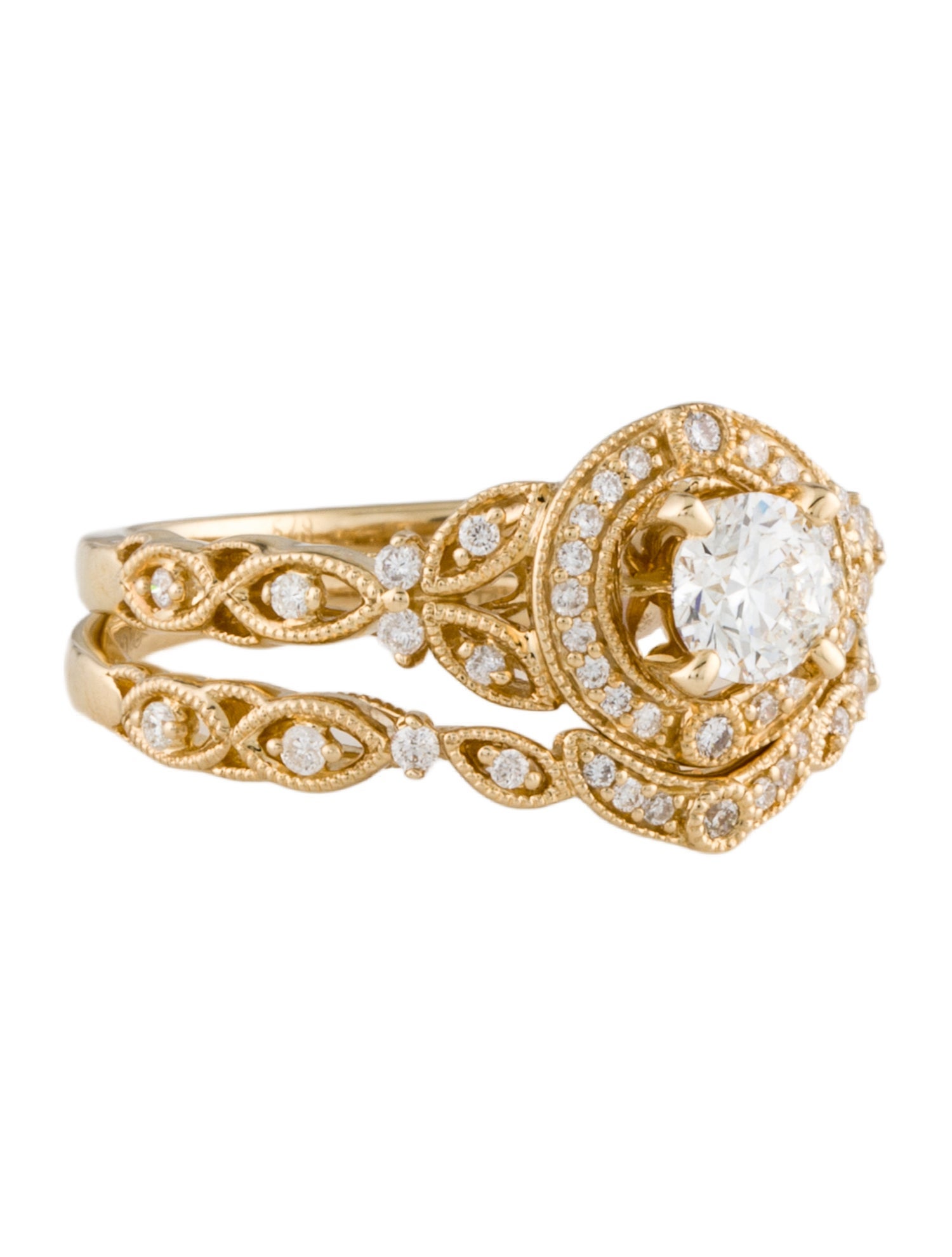 Engagement Ring 14K Diamond Wedding Ring Set