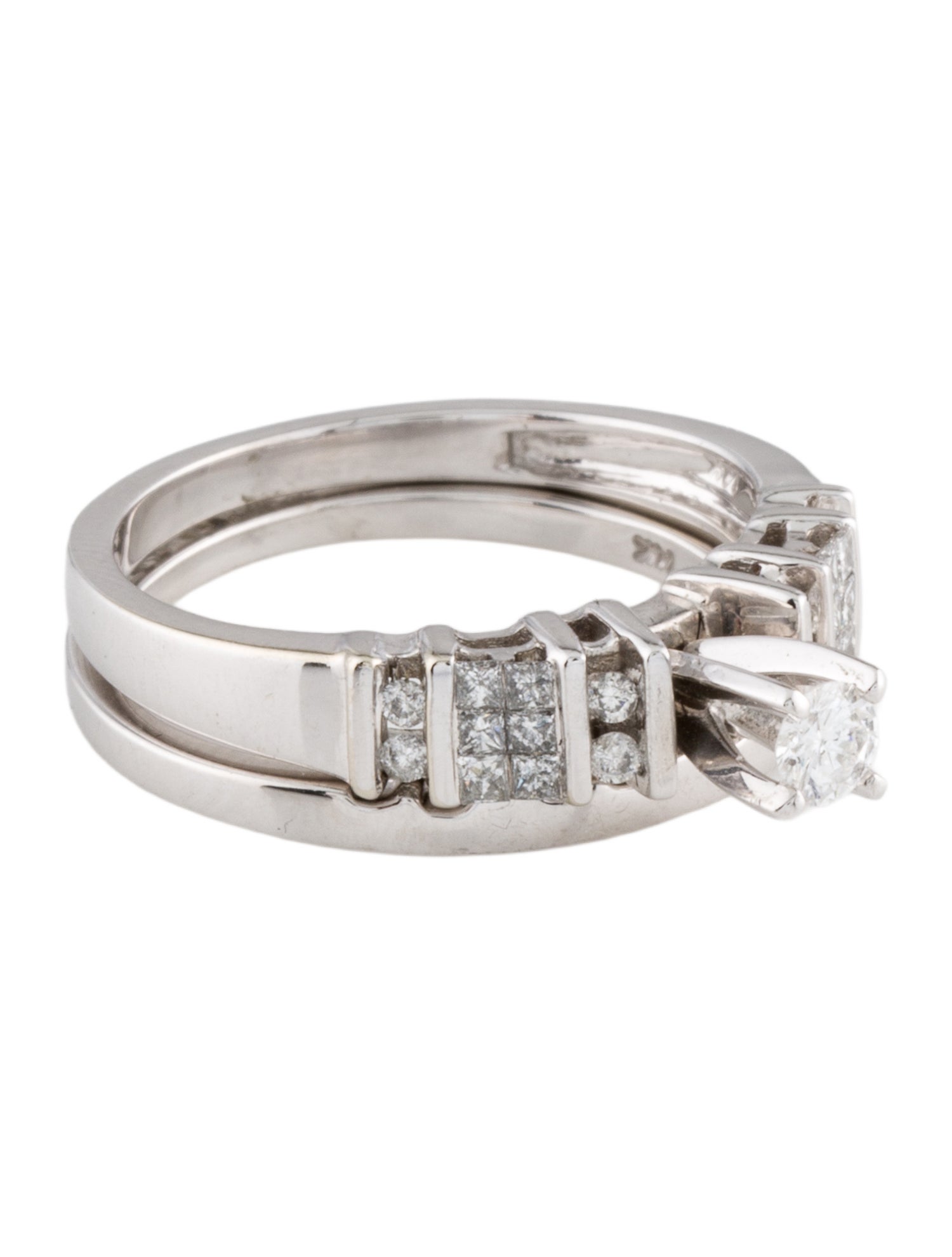 Engagement Ring 14K DIamond Bridal Ring Set