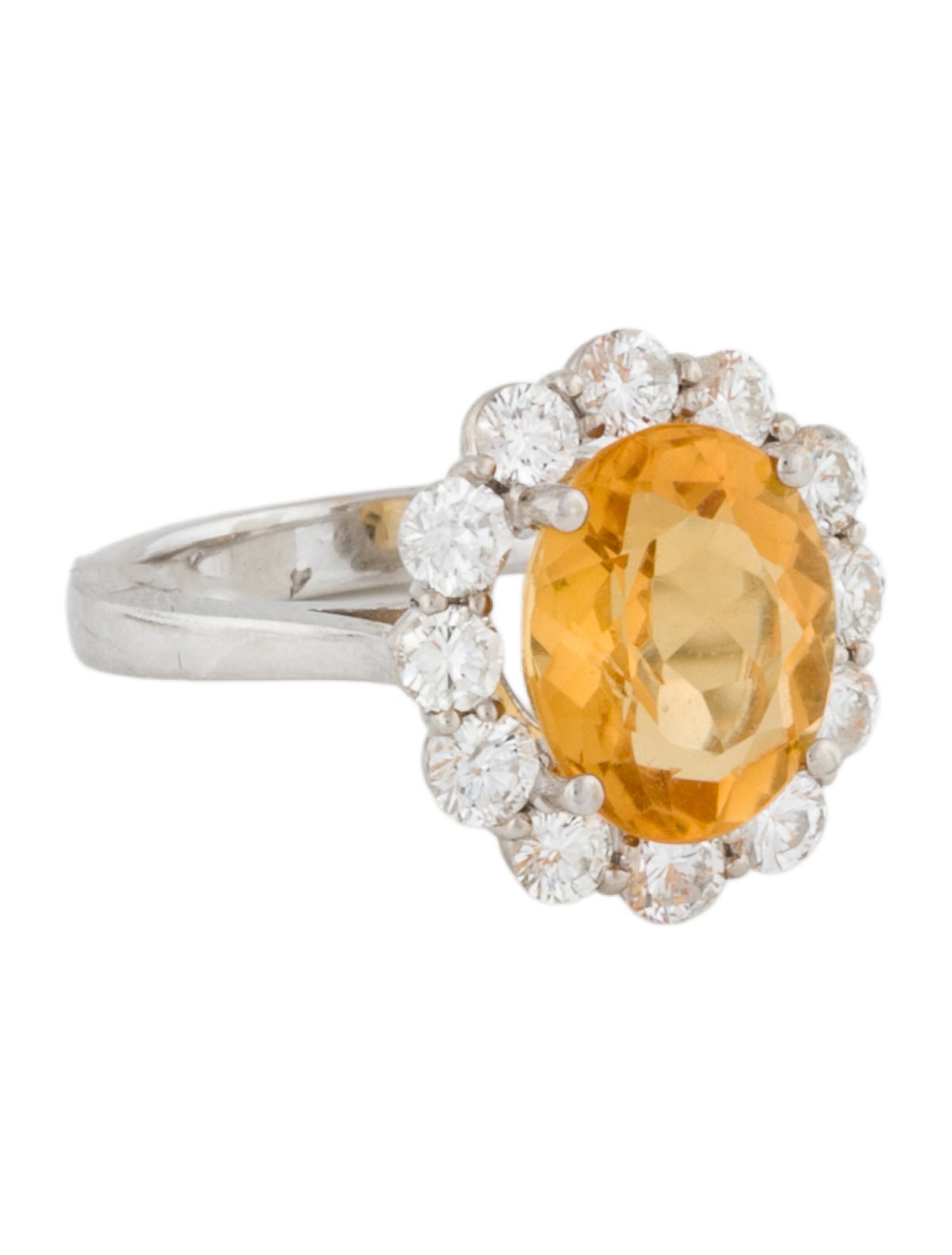 Engagement Ring 3.32ct Citrine & Diamond Halo