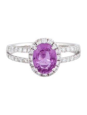 Engagement Ring Platinum 1.77ct Pink Sapphire & Diamond Engagement Ring