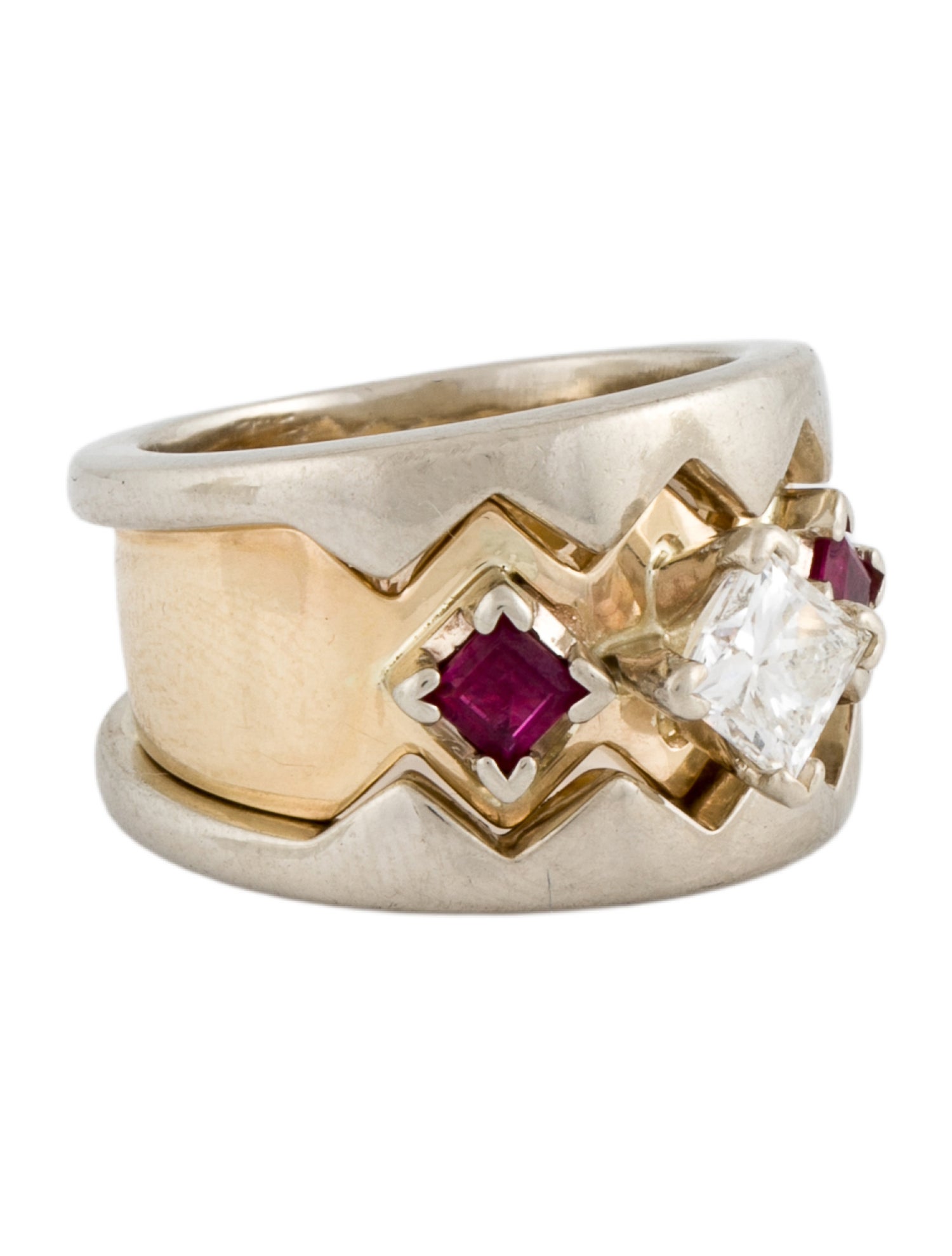 Engagement Ring 14K Diamond & Ruby Set