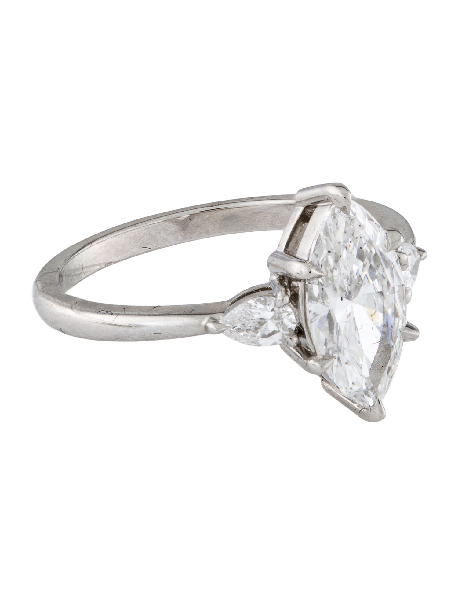 Engagement Ring Platinum Three Stone 1.84ctw Diamond Ring