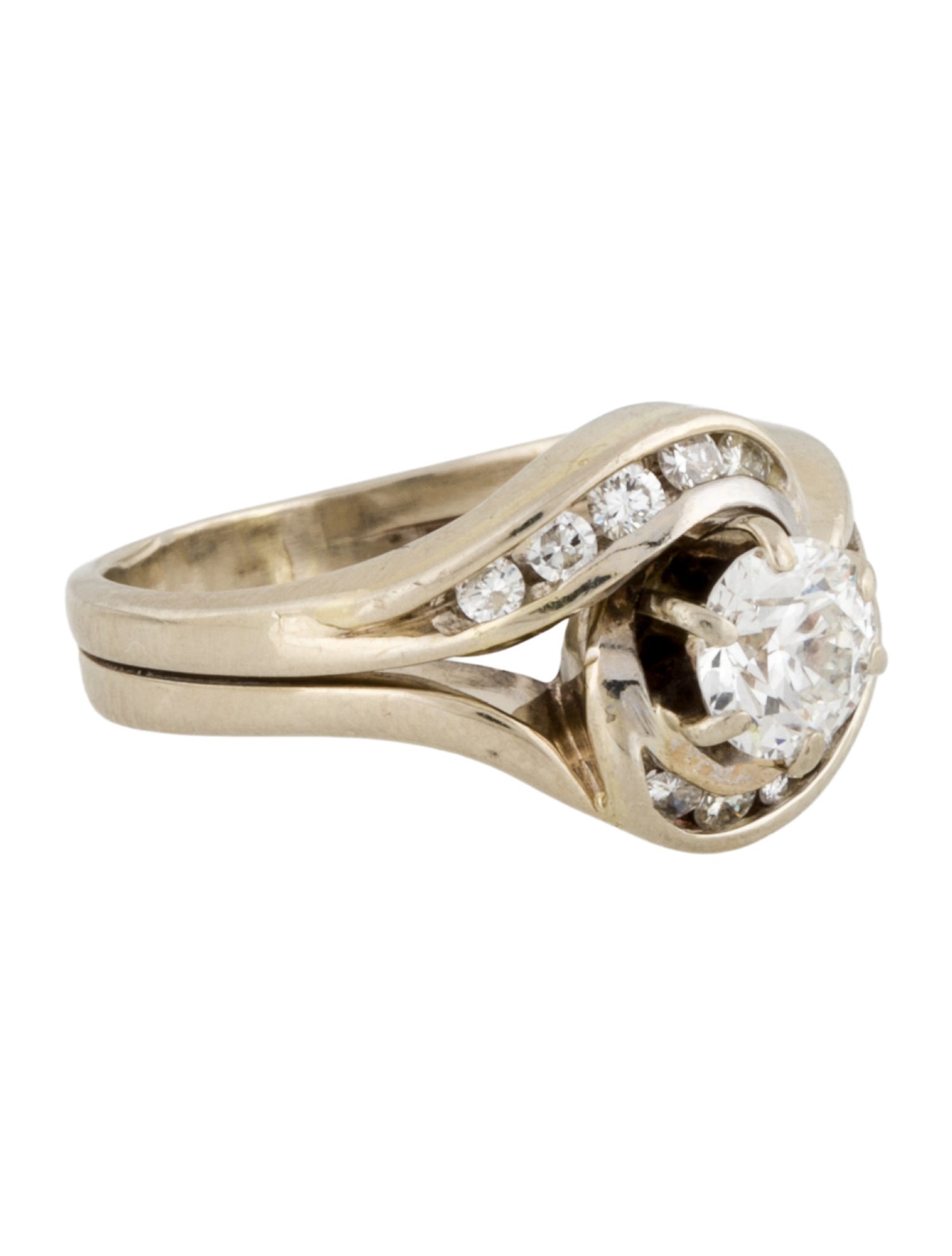 Engagement Ring 14K Diamond Channel Wedding Set