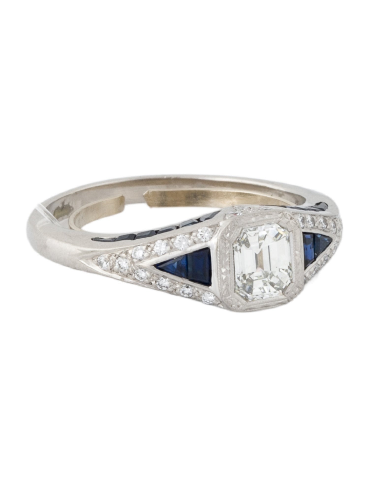 Engagement Ring Platinum Diamond & Sapphire Engagement Ring