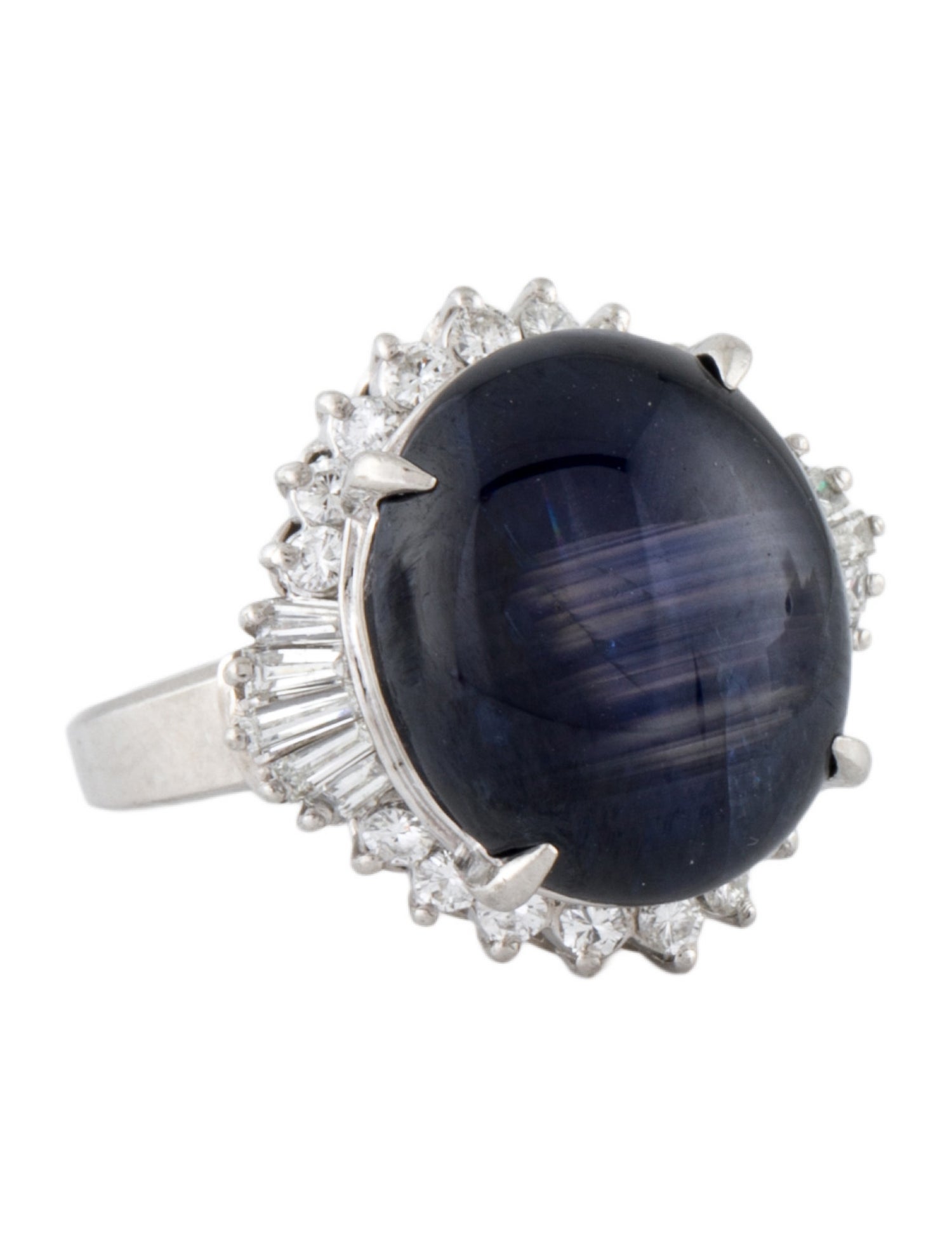 Engagement Ring Platinum 18.05ct Star Sapphire & Diamond