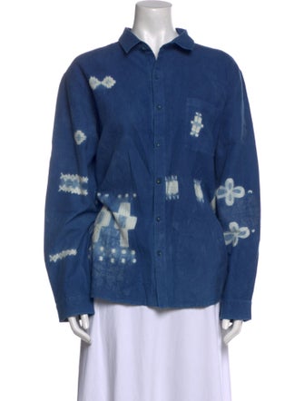 11.11 / eleven eleven Printed Long Sleeve Button-Up Top