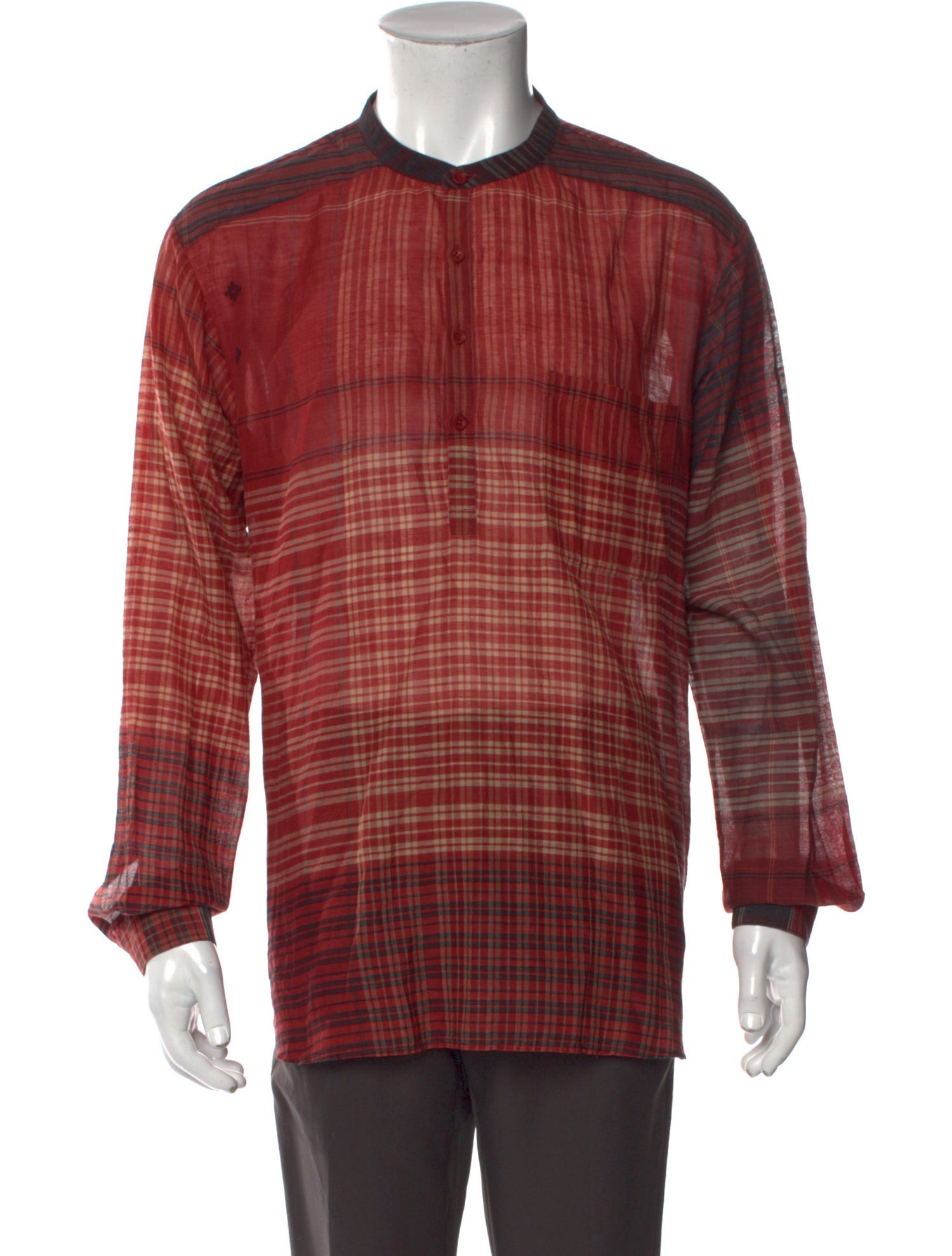 11.11 / eleven eleven Linen Plaid Print Shirt