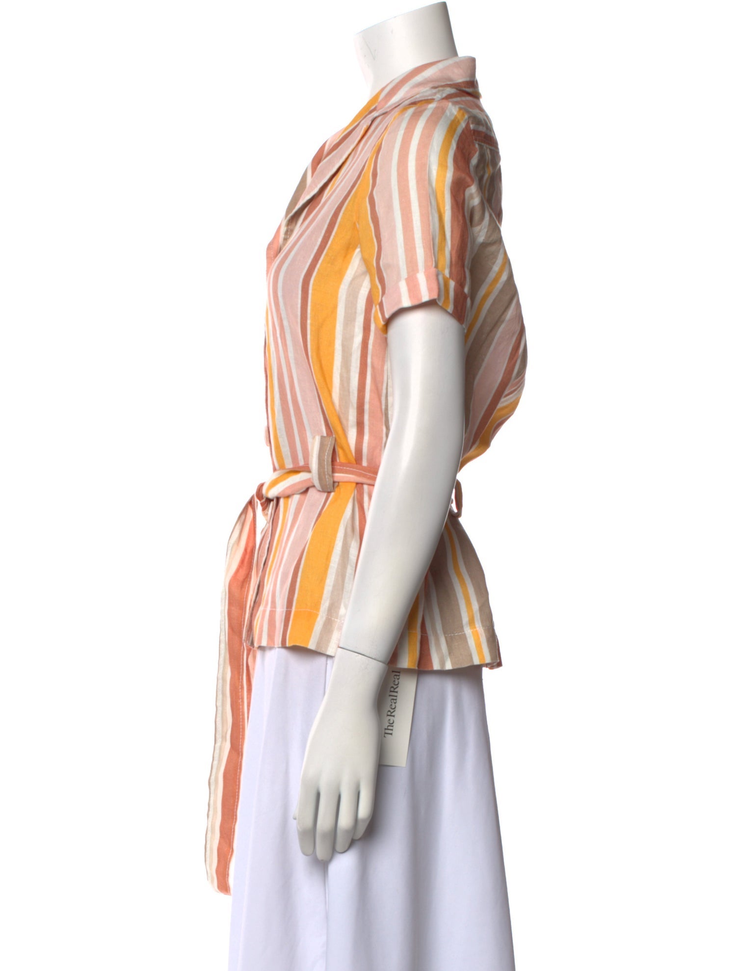 Ephemera Linen Striped Button-Up Top