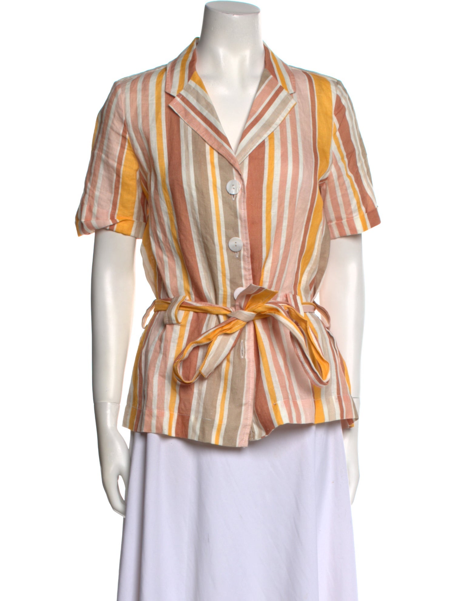 Ephemera Linen Striped Button-Up Top