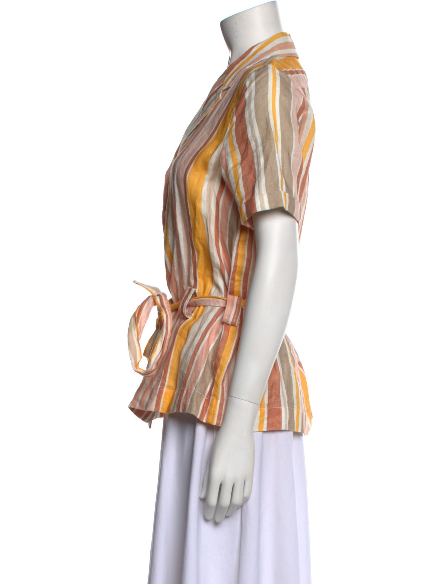 Ephemera Linen Striped Button-Up Top