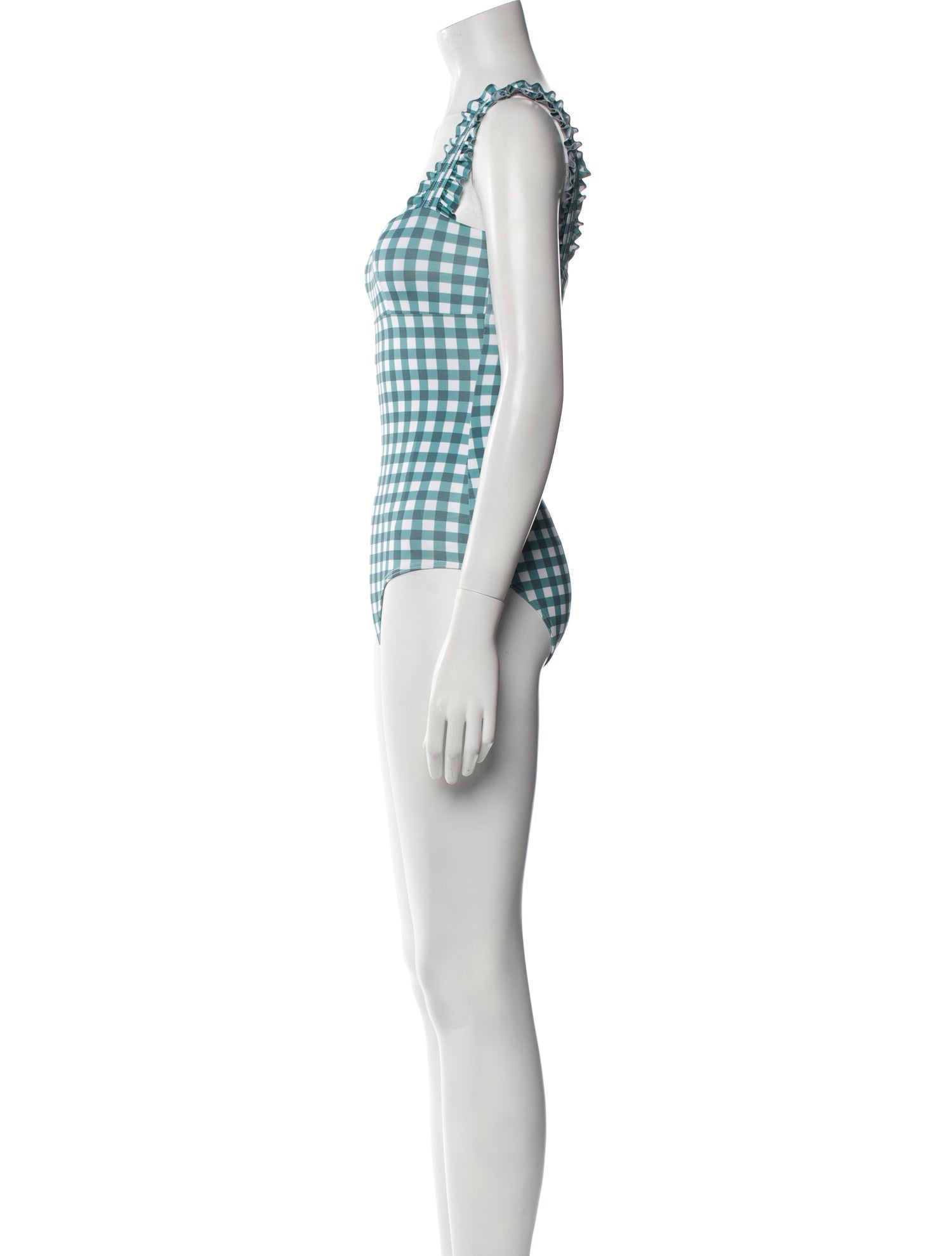 Ephemera Plaid Print Ruffle Embellishment One-Piece w/ Tags