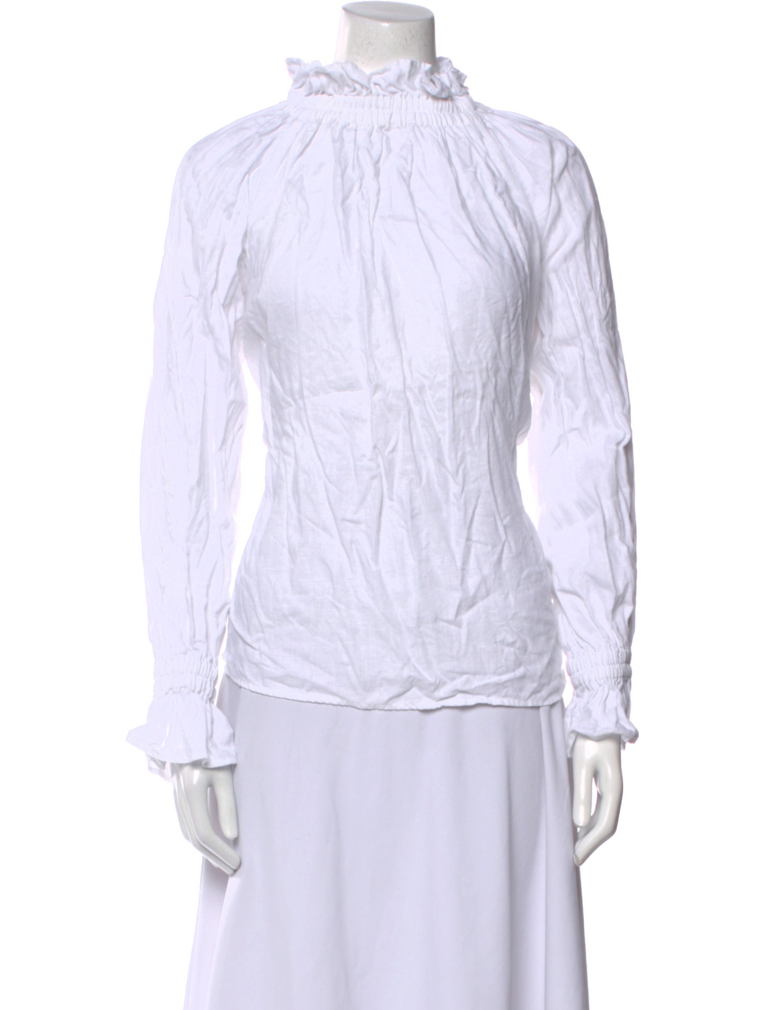 Ephemera Linen Mock Neck Button-Up Top