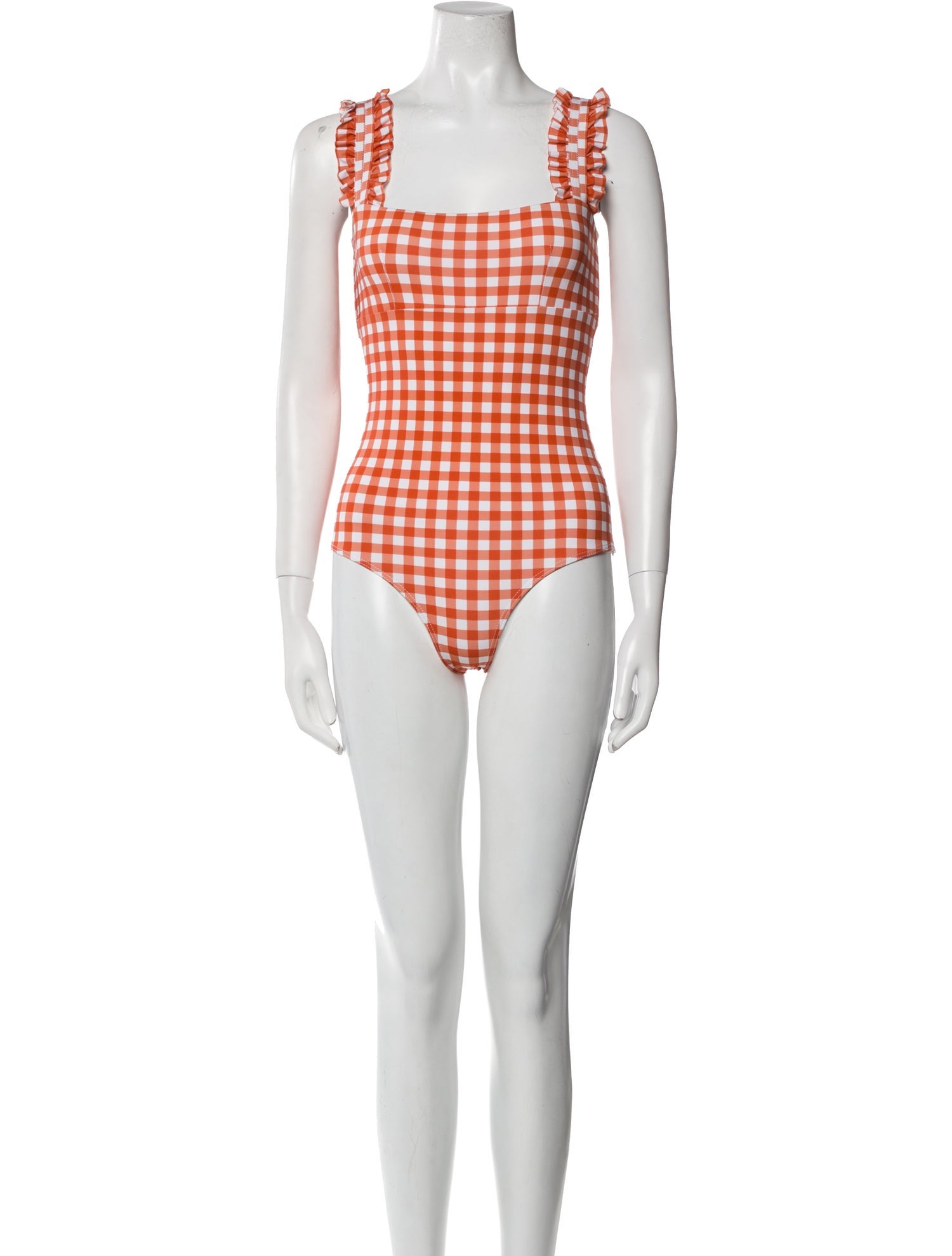 Ephemera Plaid Print Ruffle Embellishment One-Piece