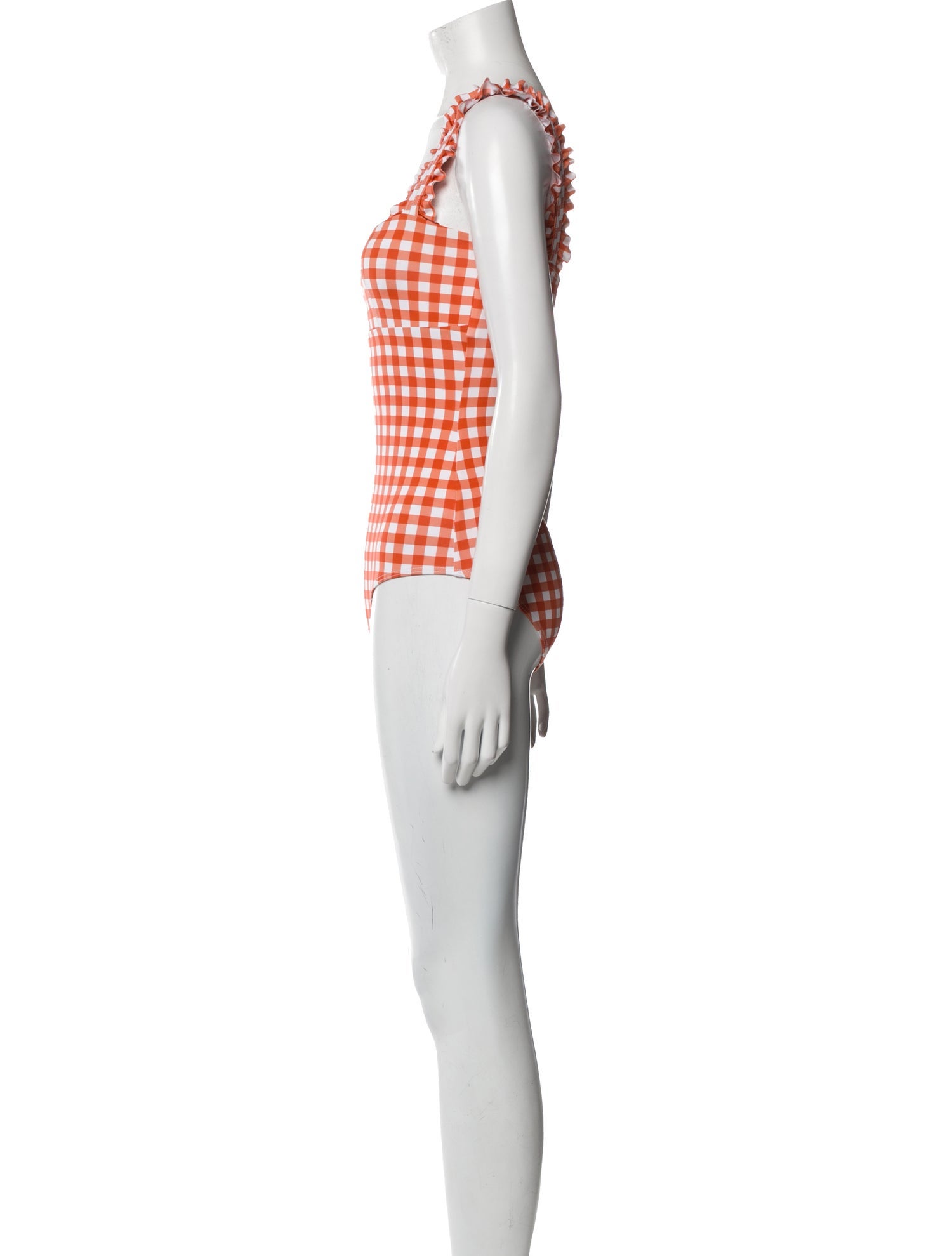 Ephemera Plaid Print Ruffle Embellishment One-Piece