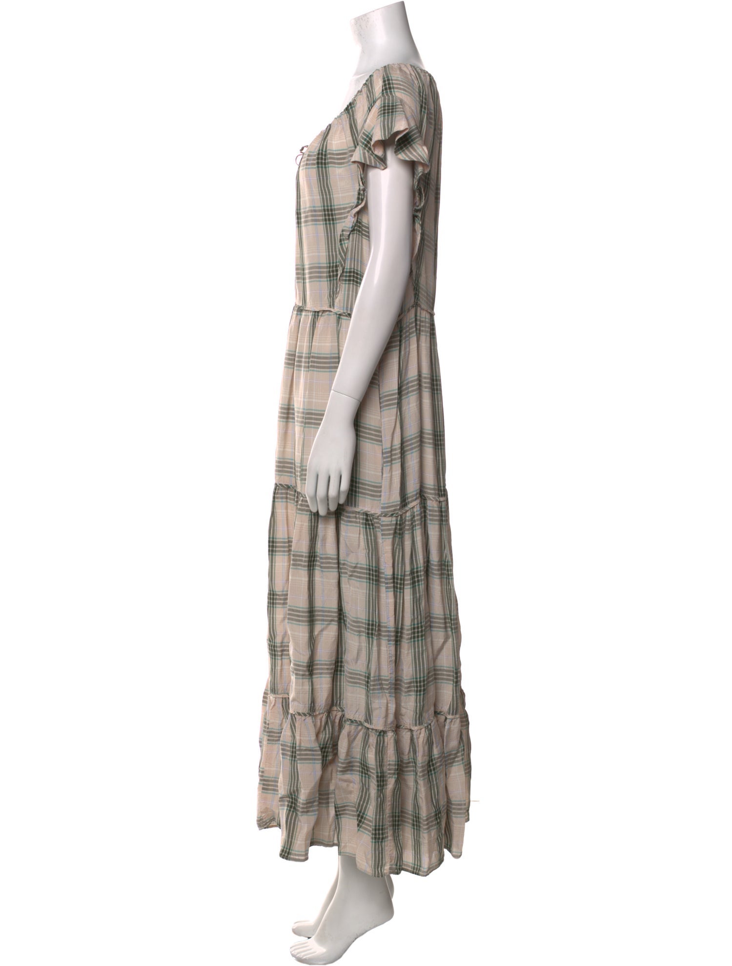 Ephemera Plaid Print Long Dress