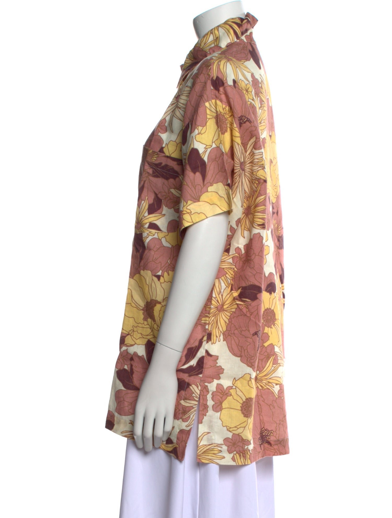 Ephemera Linen Floral Print Button-Up Top