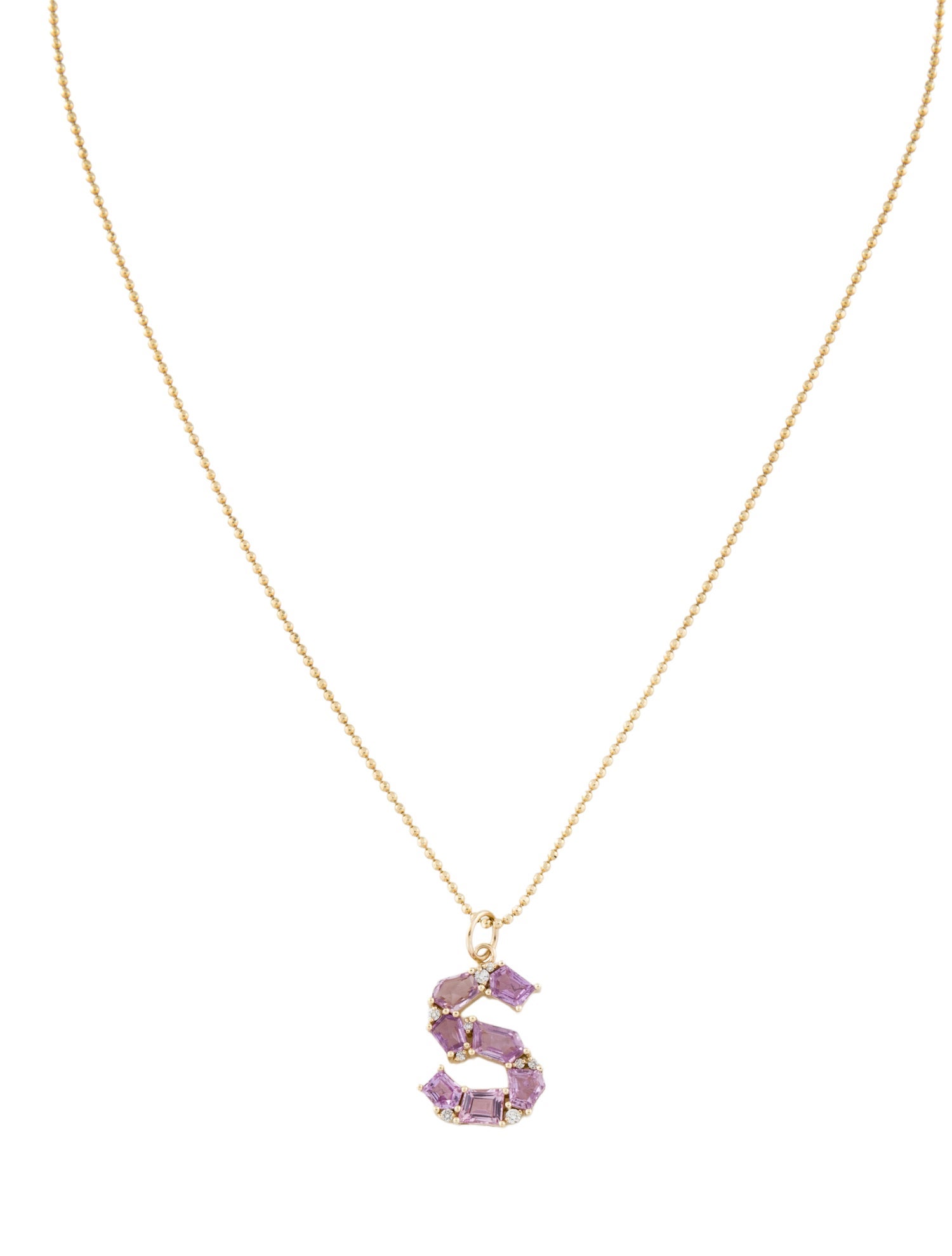 ERA Jewelry 14K Sapphire & Diamond Mosaic Initial Mix "S" Pendant Necklace