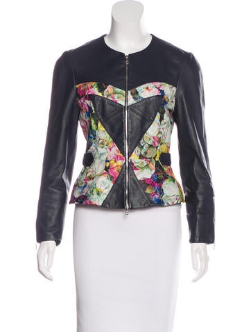Erdem Leather Floral Print Jacket