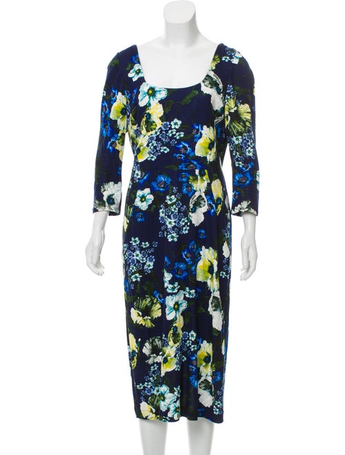 Erdem Floral Knit Dress Blue