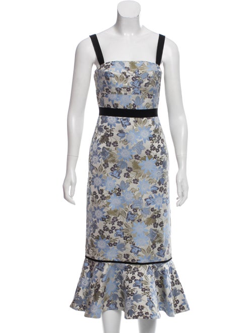 Erdem Floral Midi Dress blue