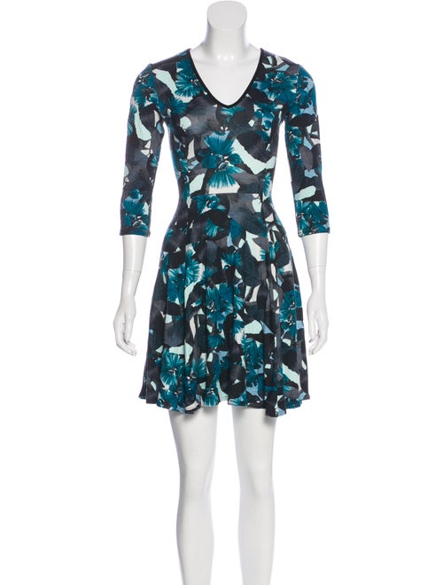 Erdem Floral Flared Dress Blue
