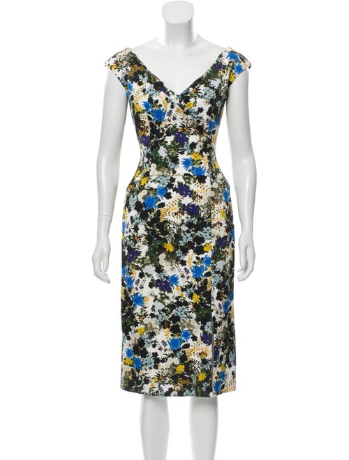 Erdem Floral Midi Dress Blue