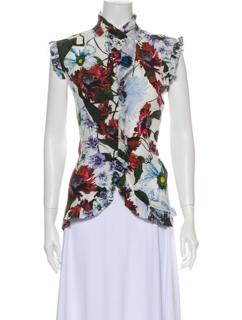 Erdem Silk Floral Print Blouse White