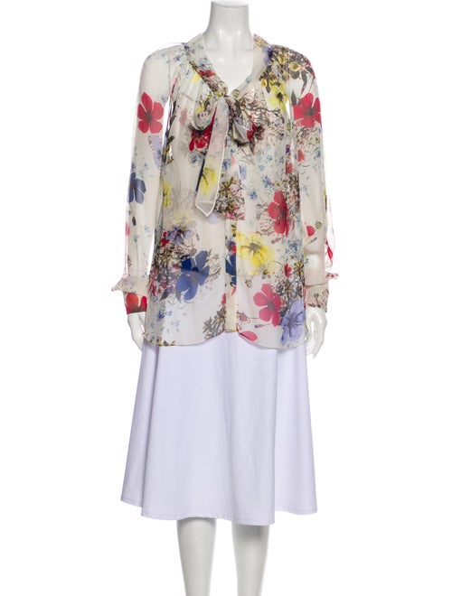 Erdem Silk Floral Print Blouse White