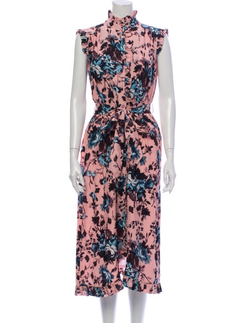 Erdem Silk Midi Length Dress Pink