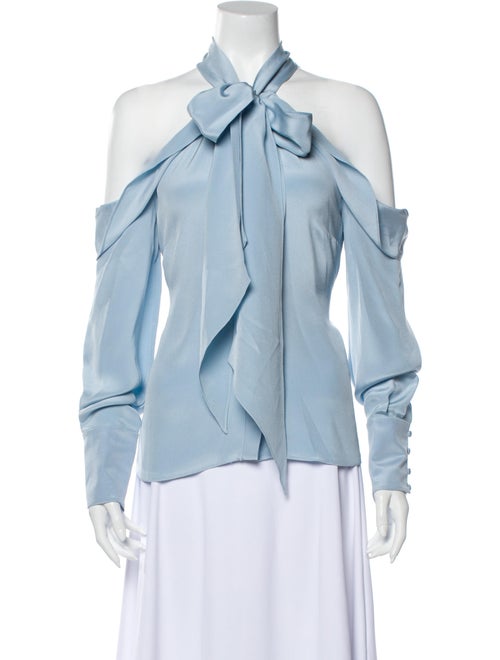 Erdem Silk Halterneck Blouse Blue