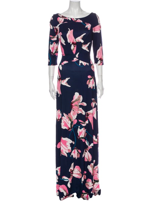 Erdem Floral Print Long Dress Blue