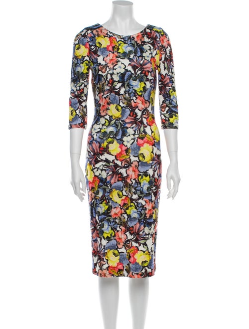 Erdem Floral Print Midi Length Dress Blue