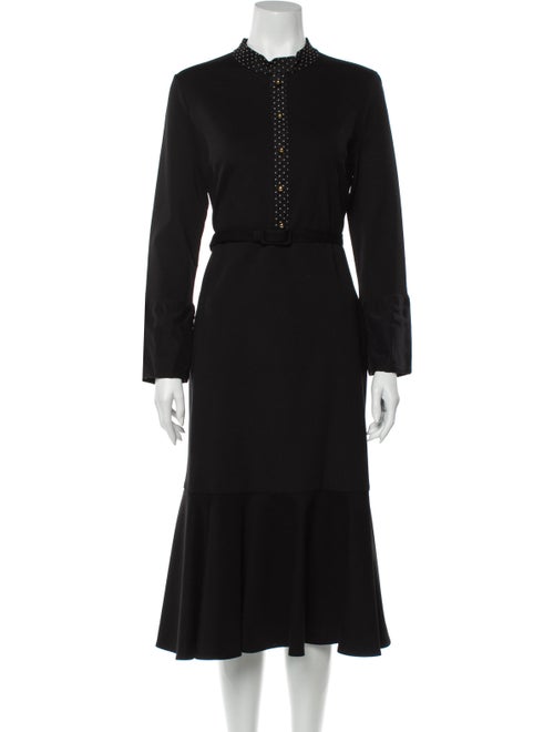 Erdem Mock Neck Midi Length Dress Black