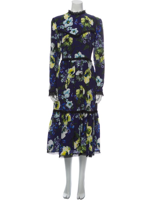 Erdem Silk Midi Length Dress Blue