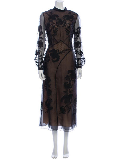 Erdem Lace Pattern Long Dress Black