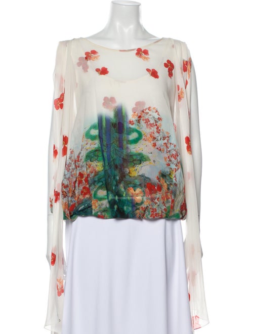 Erdem Silk Floral Print Blouse White