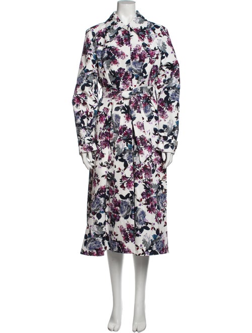 Erdem Floral Print Trench Coat Purple