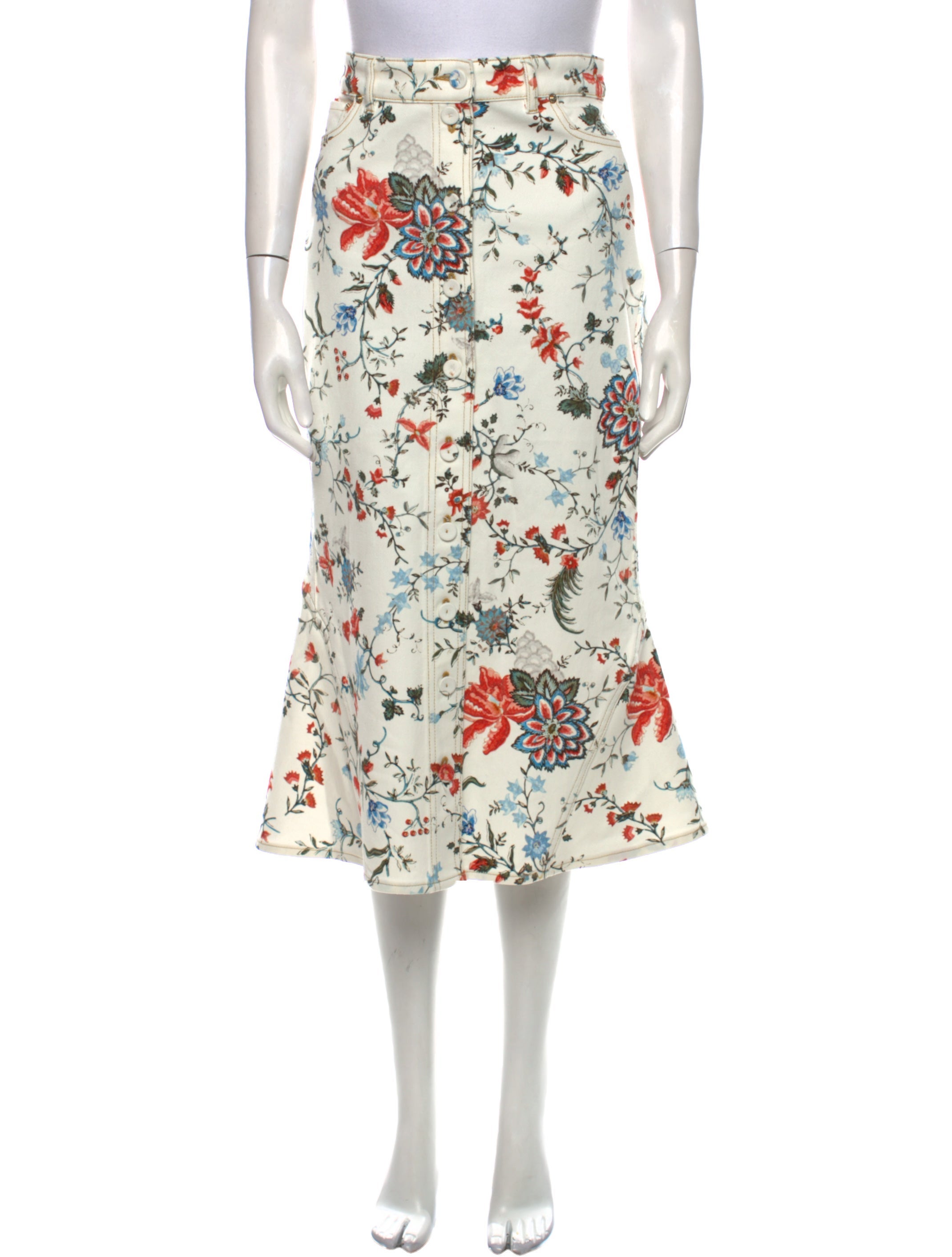 Batsheva x Laura Ashley Printed Midi Length Skirt White Skirts